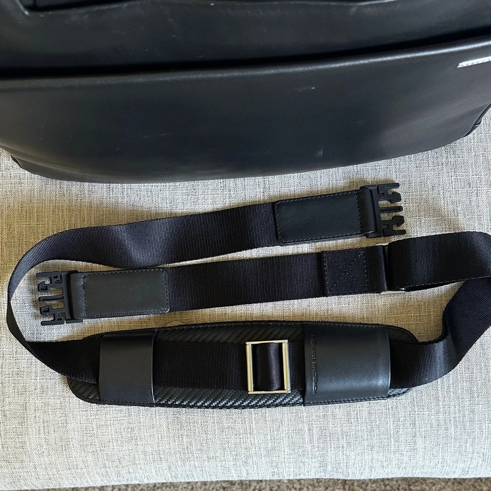 Porsche Design Black Leather Briefcase Bag Document Case Multiple Compartments